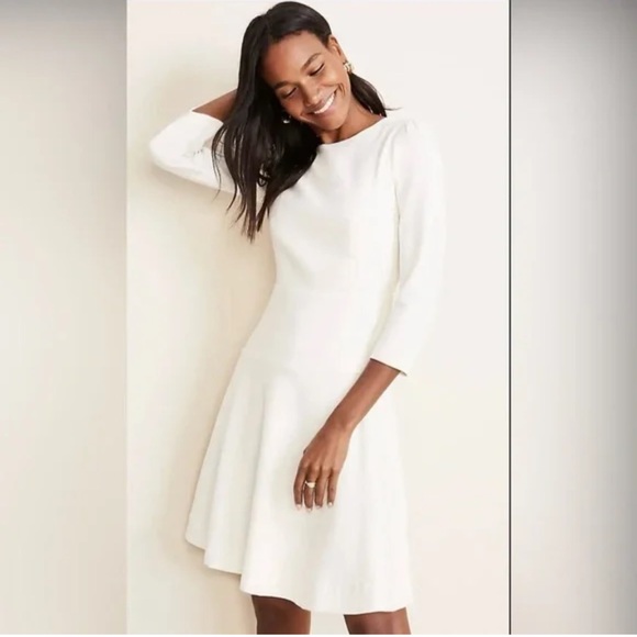 Ann Taylor Petites Off White Women's Dress 3/4 sleeves smooth silhouette Sz 6P - Picture 7 of 7